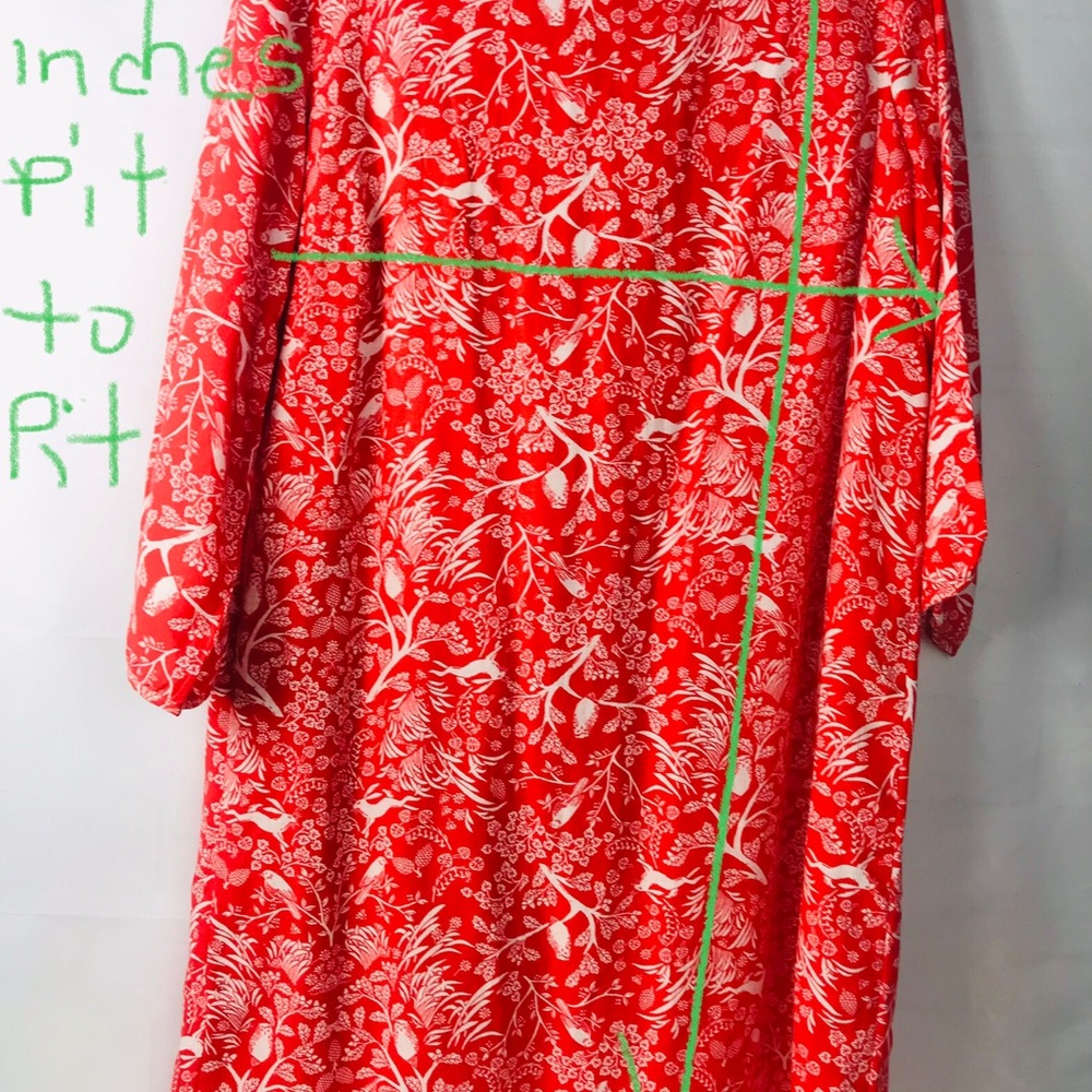 OLD NAVY: Large 3/4 Sleeve Elegant Red Floral Women's Dress